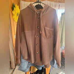 American Eagle waffle button up hoodie
